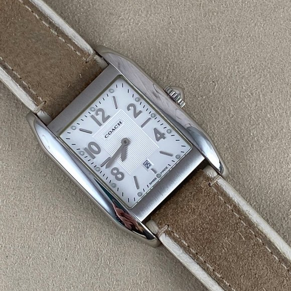 Vintage Swiss Made Coach Pre Owned Tank Shape Silver Tone Quartz Watch - Picture 3 of 8